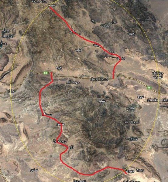 منطقه و حلقه اردهال و جایگاه دو بن‌بست گشایی از آن - نقشه ماهواره ای گوگل